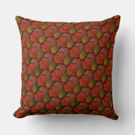 Überschneidende rötliche Hexagonen bilden Quadrate Kissen