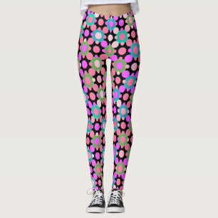 Überschneidung von Polka Dots in Rosa und Grün Sch Leggings