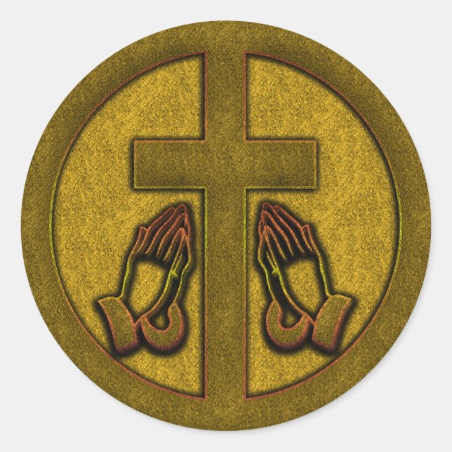 ÜBERSCHREITEN UND PRAYEN RUNDER AUFKLEBER (Vorderseite)