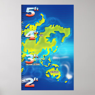 Überschwemmte Erde Karte Wachstumsdiagramm Poster