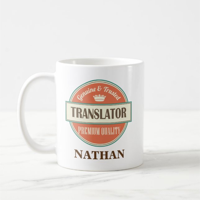 Übersetzer-personalisiertes Büro-Tassen-Geschenk Kaffeetasse (Links)