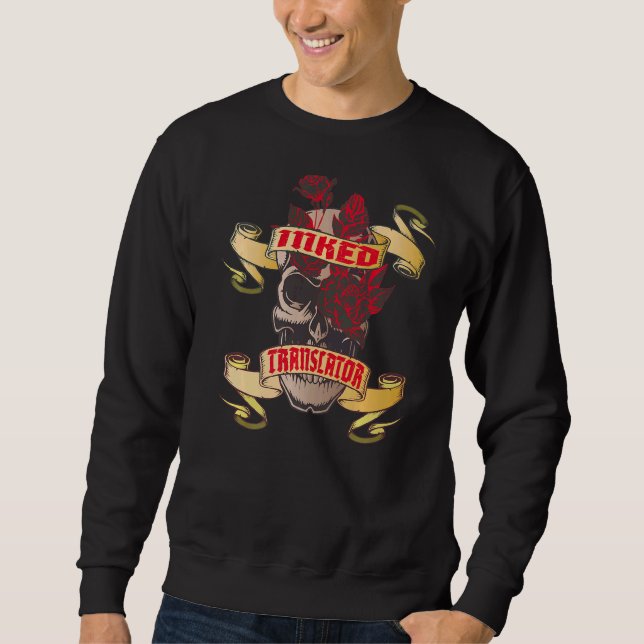 Übersetzerinnen Skull & Rote Rosen Tattoo Sweatshirt (Vorderseite)