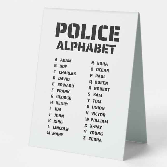 Übersicht der Polizei für Offiziere und Auszubilde Tischaufsteller (Vorderseite)