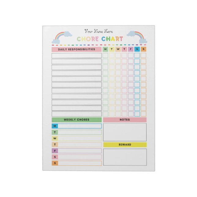Übersicht Notepad für Kinder mit Belohnungs-Editor Notizblock (Rotiert)
