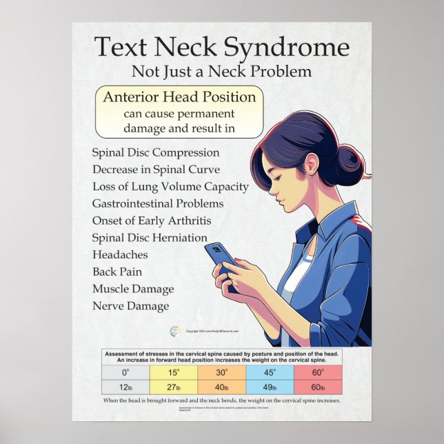 Übersicht über das Text Neck Pain Syndrome Poster (Vorne)