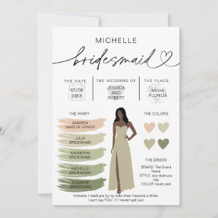 Übersicht über die Farbpalette der Bridesmaid Info Einladung