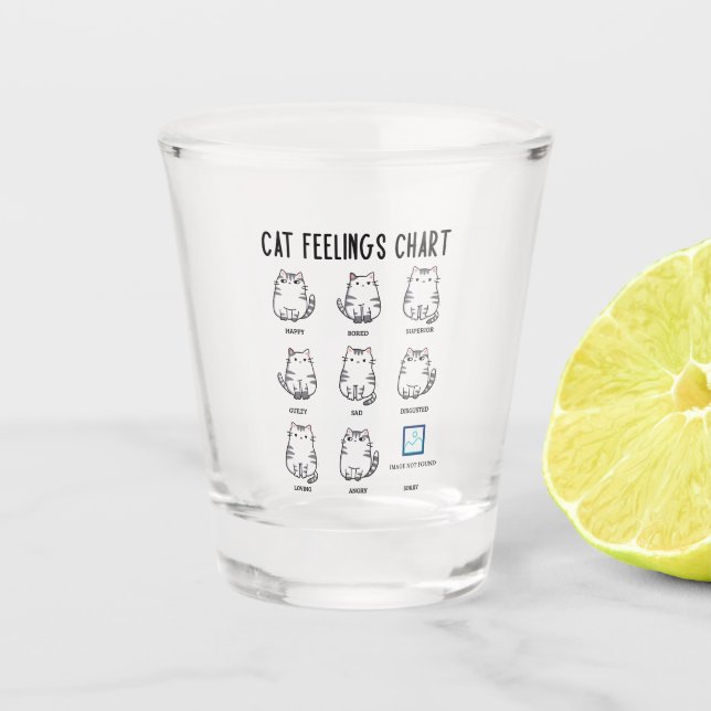 Übersicht über die Gefühle der Katze Schnapsglas (Vorderseite)