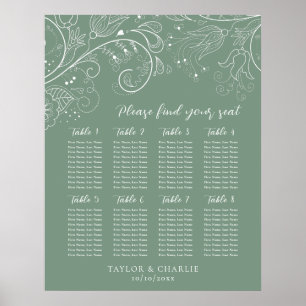 Übersicht über die Hochzeiten von 8 Tischen mit gr Poster