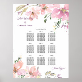 Übersicht über die Hochzeitsnacht in Aquarellfarbe Poster