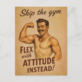 Überspring das Fitnessstudio Vintage Poster | Retr Postkarte