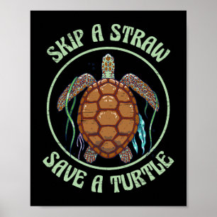 Überspringe einen Strohhalm, der eine Muschel der Poster