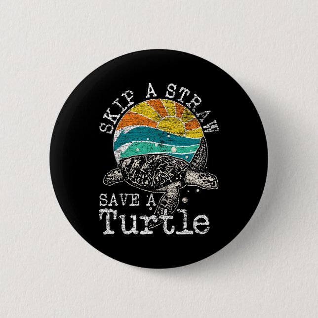 Überspringe einen Strohhalm, der eine Schildkröte  Button (Vorderseite)