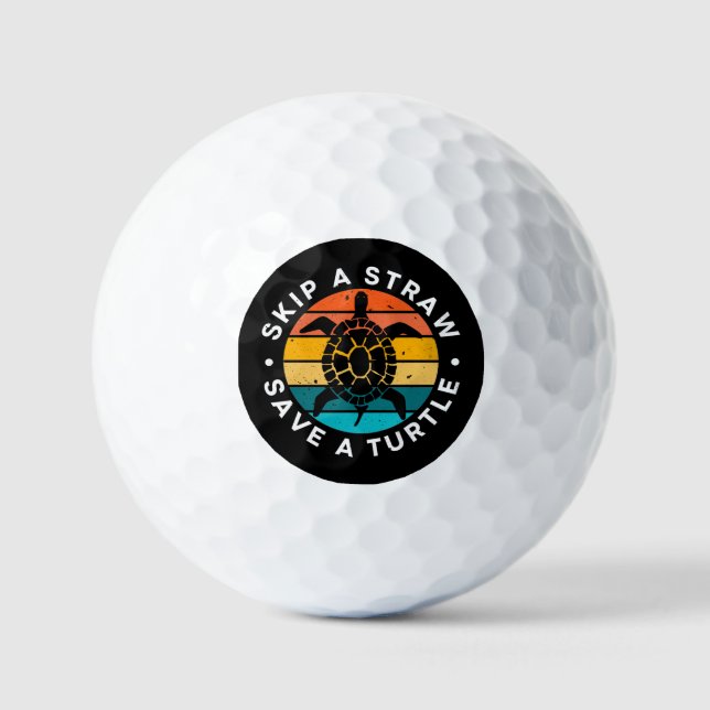 Überspringe einen Strohhalm, der eine Schildkröte  Golfball (Vorderseite)