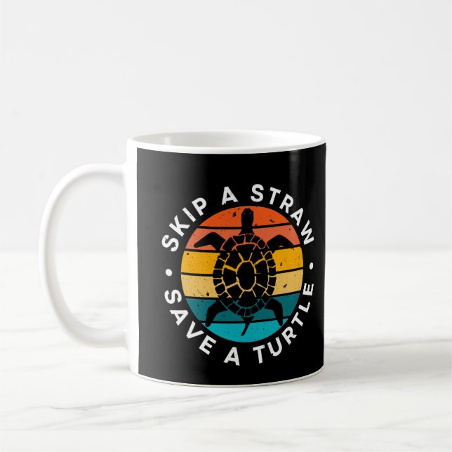 Überspringe einen Strohhalm, der eine Schildkröte  Kaffeetasse (Links)