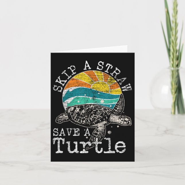 Überspringe einen Strohhalm, der eine Schildkröte  Karte (Vorderseite)