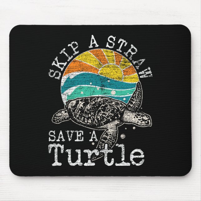Überspringe einen Strohhalm, der eine Schildkröte  Mousepad (Vorne)