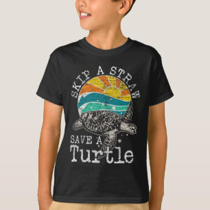 Überspringe einen Strohhalm, der eine Schildkröte T-Shirt