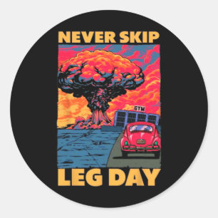 Überspringen Sie nie den leg Day Weightlift Bodybu Runder Aufkleber