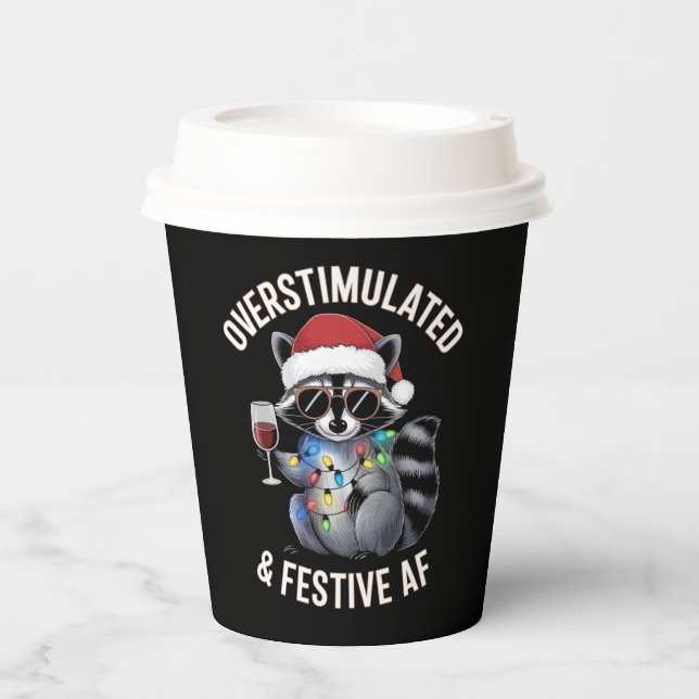 Überstimulierter AF Raccoon Espresso Lover Pappbecher (Vorderseite)