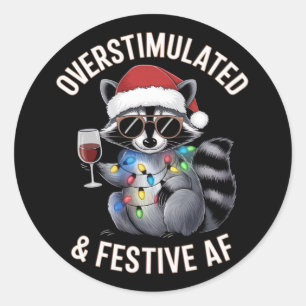 Überstimulierter AF Raccoon Espresso Lover Runder Aufkleber