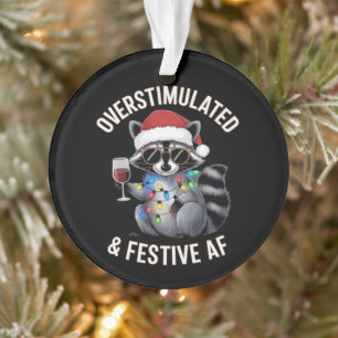 Überstimulierter und festlicher AF-Waschbär-Espres Ornament