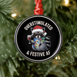Überstimulierter und festlicher AF-Waschbär-Espres Ornament Aus Metall