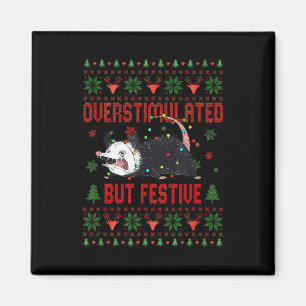Überstimuliertes aber festliches Opossum-Weihnacht Magnet