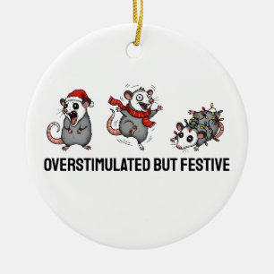 Überstimuliertes aber festliches Possum-Weihnachte Keramik Ornament