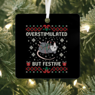 Überstimuliertes aber festliches Possum Weihnachte Ornament Aus Metall