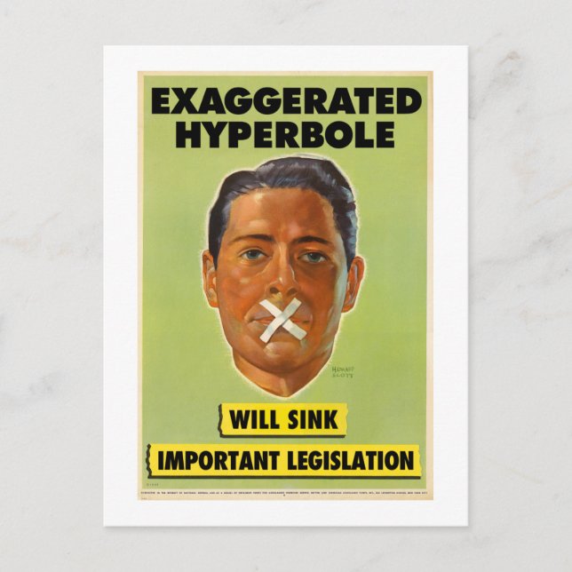 Übertriebene Hyperole Postkarte (Vorderseite)