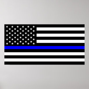 überwachen Sie dünne blaue Linie Flaggen-USA Poster