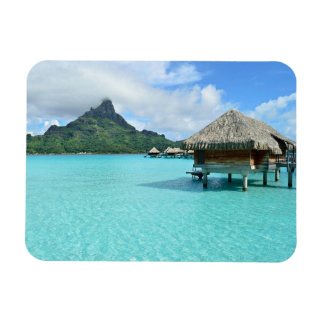 Überwasserresort auf Bora Bora rechteckiger Magnet (Horizontal)