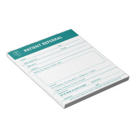 Überweisungsschein für Ärzte | Editierbarer Teal-M Notizblock
