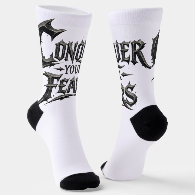 Überwinde deine Ängste Motivations-Crew Socken (Gewinkelt)