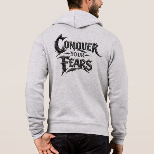 Überwinde Deine Ängste Rückenprint Reißverschluss Hoodie