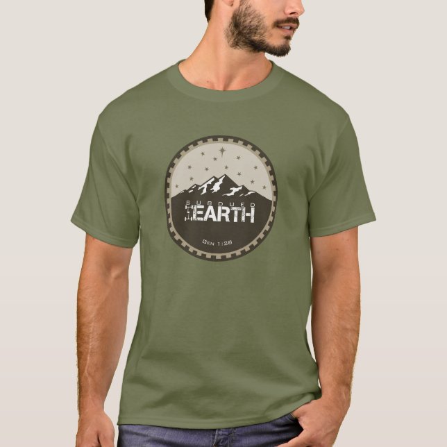 Überwundenes T-Shirt des Erdrundes Logo-[Ermüdung] (Vorderseite)