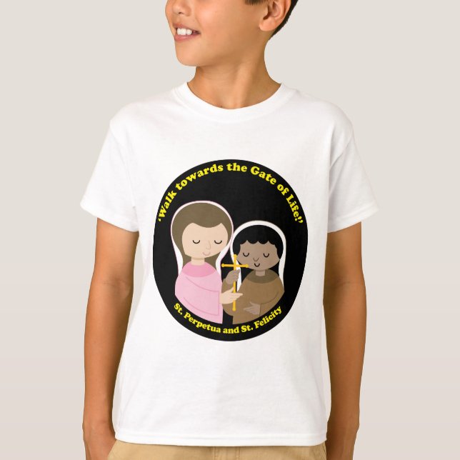 Überziehschutzanlage. Perpetua und Glück T-Shirt (Vorderseite)