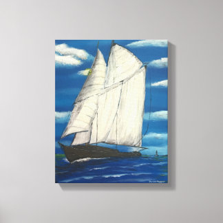 überzogene Canvas mit Sailboat Leinwanddruck