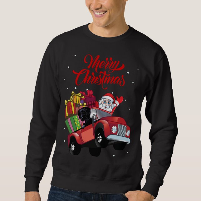 Überzogener Retriever mit dem Weihnachtsmann in ro Sweatshirt (Vorderseite)