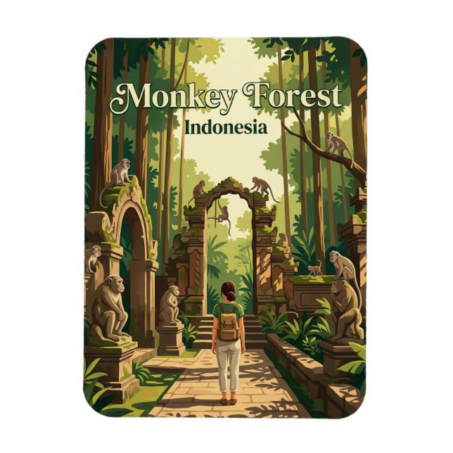 Ubud-Affenwald Indonesien Magnet (Vertikal)
