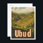 Ubud Bali Indonesia Vintage Travel Illustration Postkarte<br><div class="desc">Ubud Bali Indonesia Art Vintage Reiseübersicht</div>