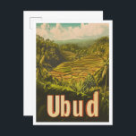 Ubud Bali Indonesia Vintage Travel Illustration Postkarte<br><div class="desc">Ubud Bali Indonesia Art Vintage Reiseübersicht</div>
