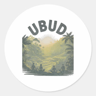 Ubud Li Reisfelder Dschungel Meditation Yoga Runder Aufkleber