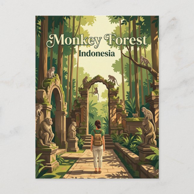 Ubud Monkey Forest Indonesia Postkarte (Vorderseite)