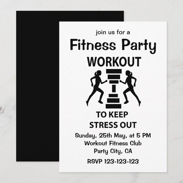 Übung der Fitness Fitness Party Einladung (Vorne/Hinten)