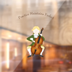 "Übung hält perfekt" Cello Player Haydn Fensteraufkleber