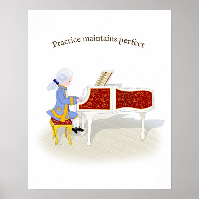 Übung hält perfekten Mozart bei Klavierspielen Poster (Vorne)