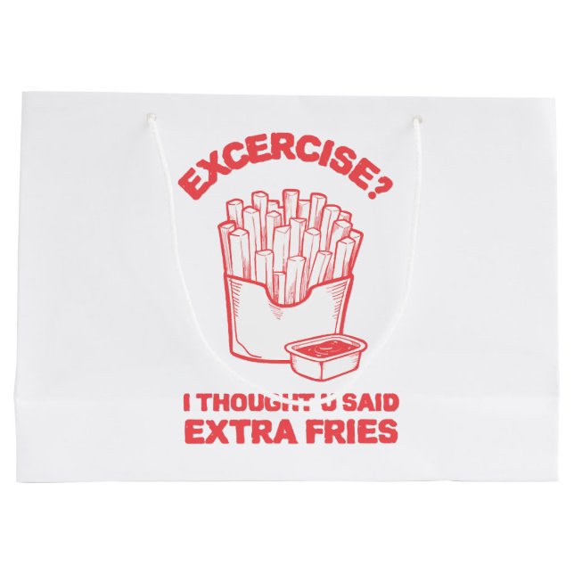 Übung Ich dachte, wir haben gesagt extra Pommes Po Große Geschenktüte (Rückseite)