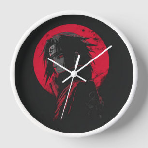 Uchiha-Clan-Rotmond-Wanduhr - Naruto Anime Dekorat Uhr
