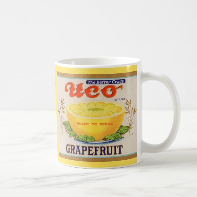 Uco-Markenzeichen Grapefruit-Zeichen der 30er Jahr Kaffeetasse (Rechts)